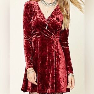 Velvet Wrap Dress in Rich Red